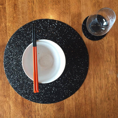 Shimmery Black Round Placemat-ML Living-Temples and Markets