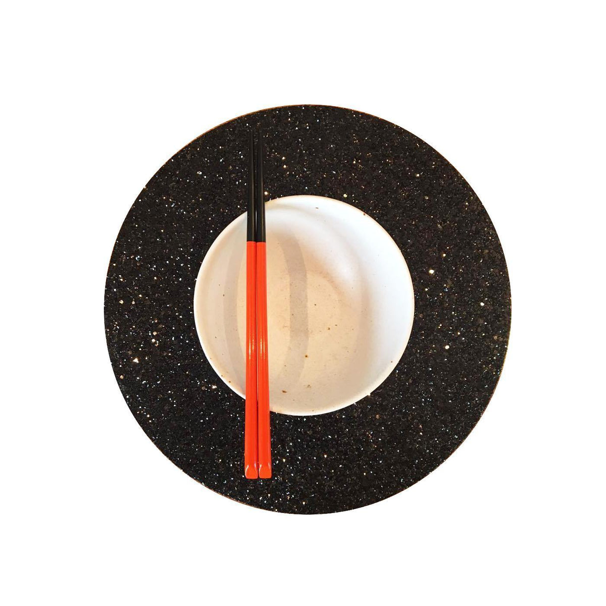 Shimmery Black Round Placemat-ML Living-Temples and Markets