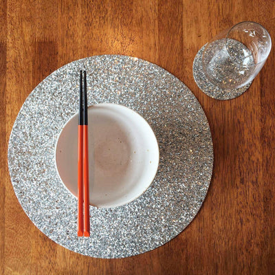 Shimmery Light Silver Round Place Mat-ML Living-Temples and Markets