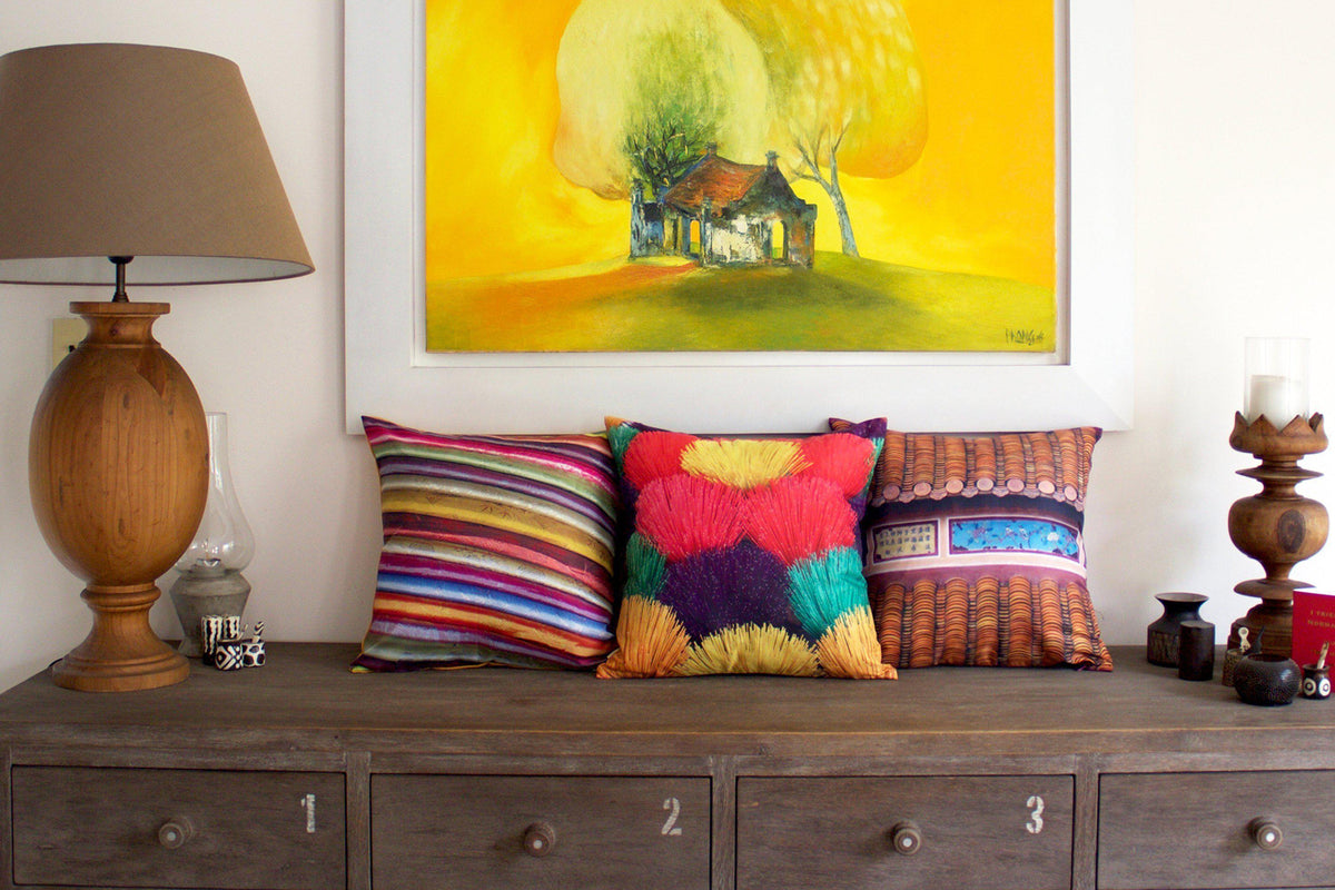Silk Scarves Design Cushion Cover-CUSHnART-Temples and Markets