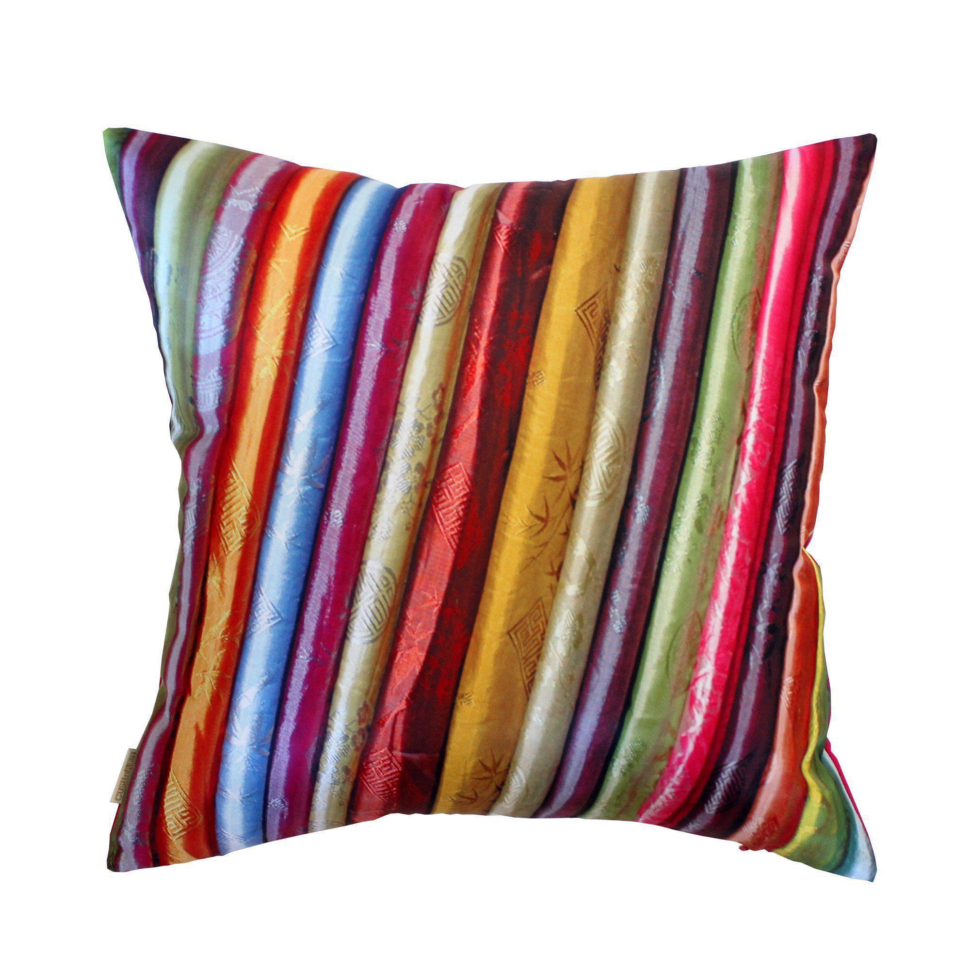 Silk Scarves Design Cushion Cover-CUSHnART-Temples and Markets
