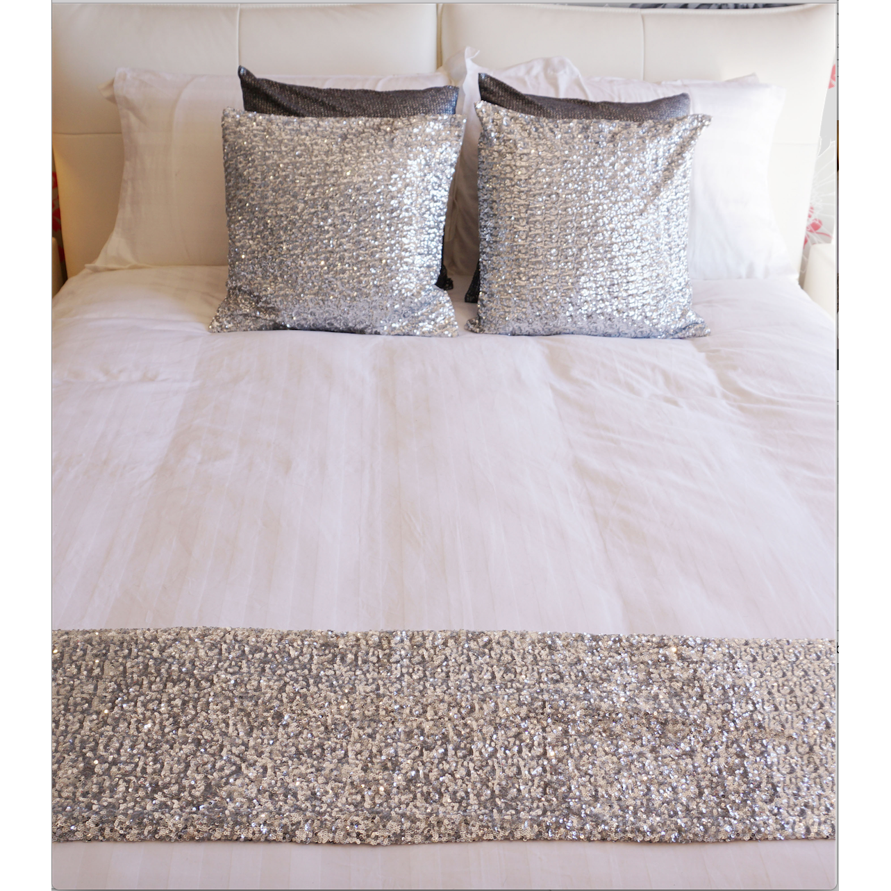 Silver Sequinned Cushion Cover-ML Living-Temples and Markets