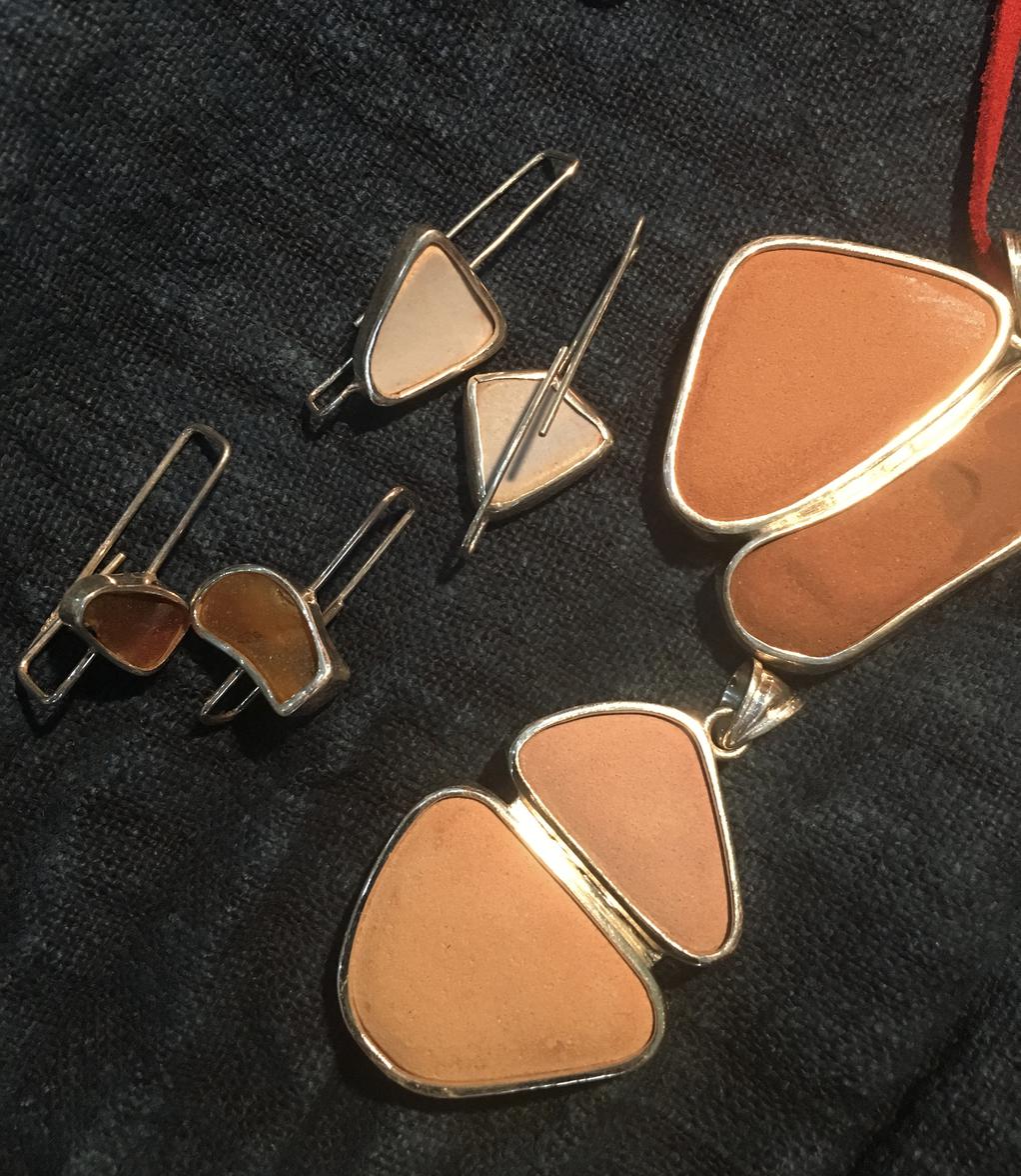 Sterling Silver and Terracotta Large Pendant-Future Traditions-Temples and Markets