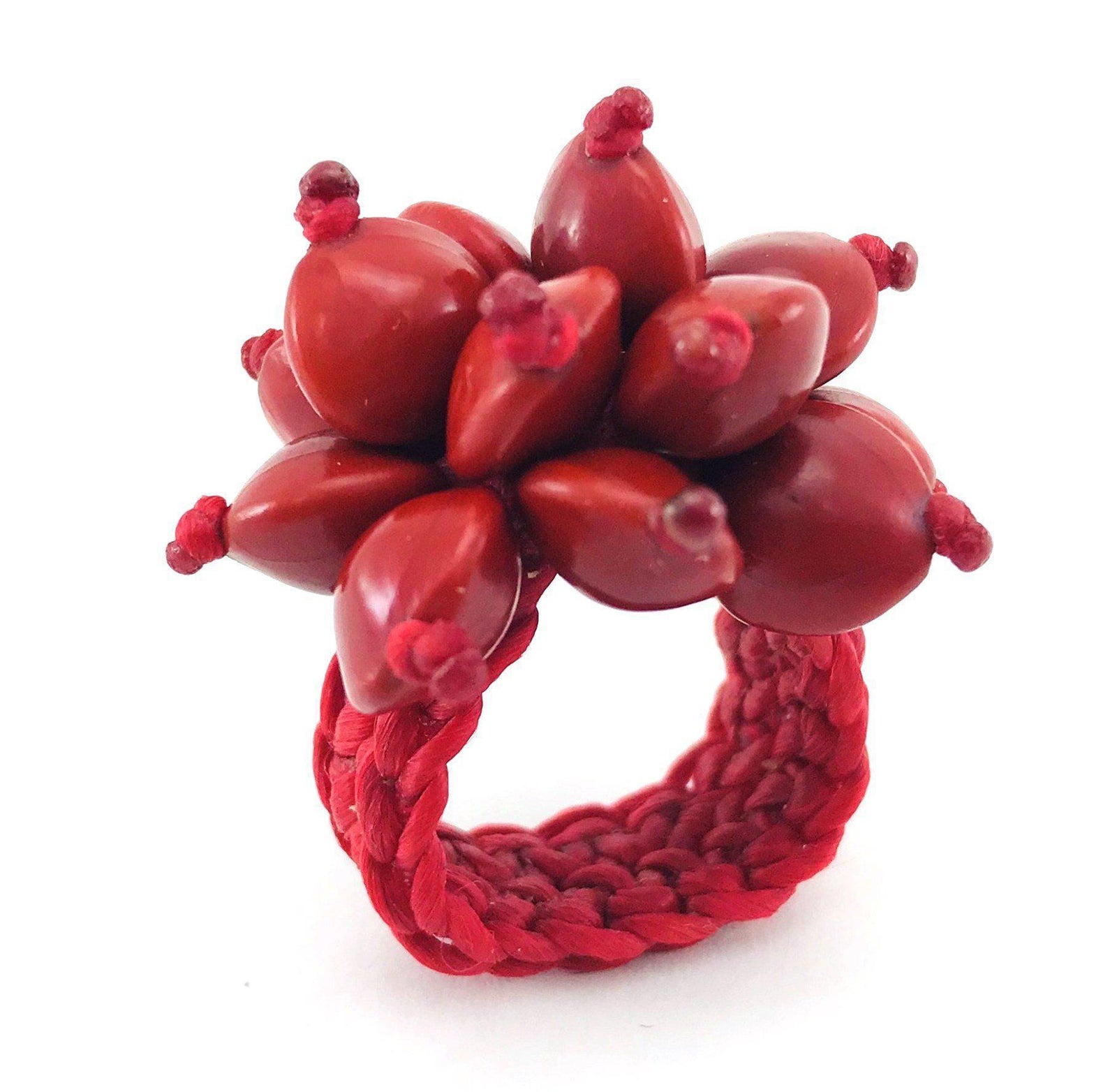 Stunner Statement Ring handcrafted from natural seeds-Graines de Cambodge-Temples and Markets