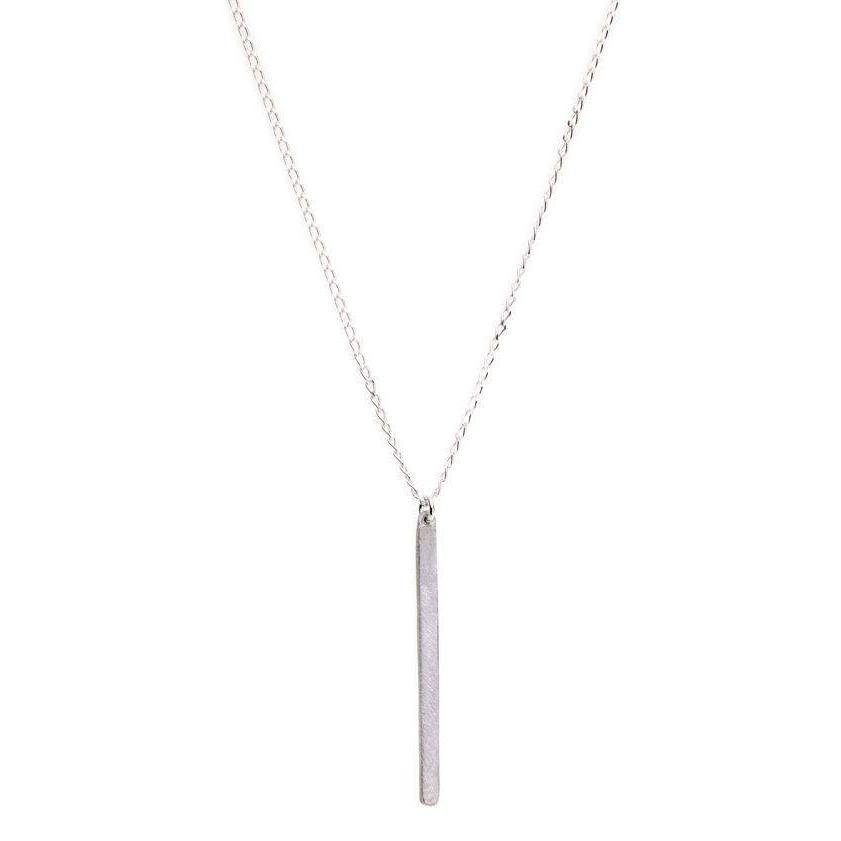 Thin Bar Pendant hangs off Sterling Silver Chain-LOVEbomb-Temples and Markets