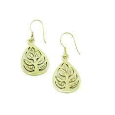 Tree of Life Delicate Brass Drop Earrings-Angkor Bullet Jewellery Cambodia-Temples and Markets