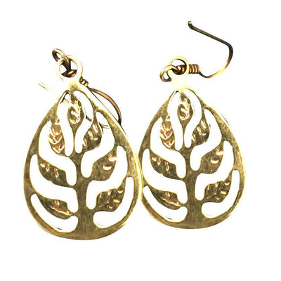 Tree of Life Delicate Brass Drop Earrings-Angkor Bullet Jewellery Cambodia-Temples and Markets