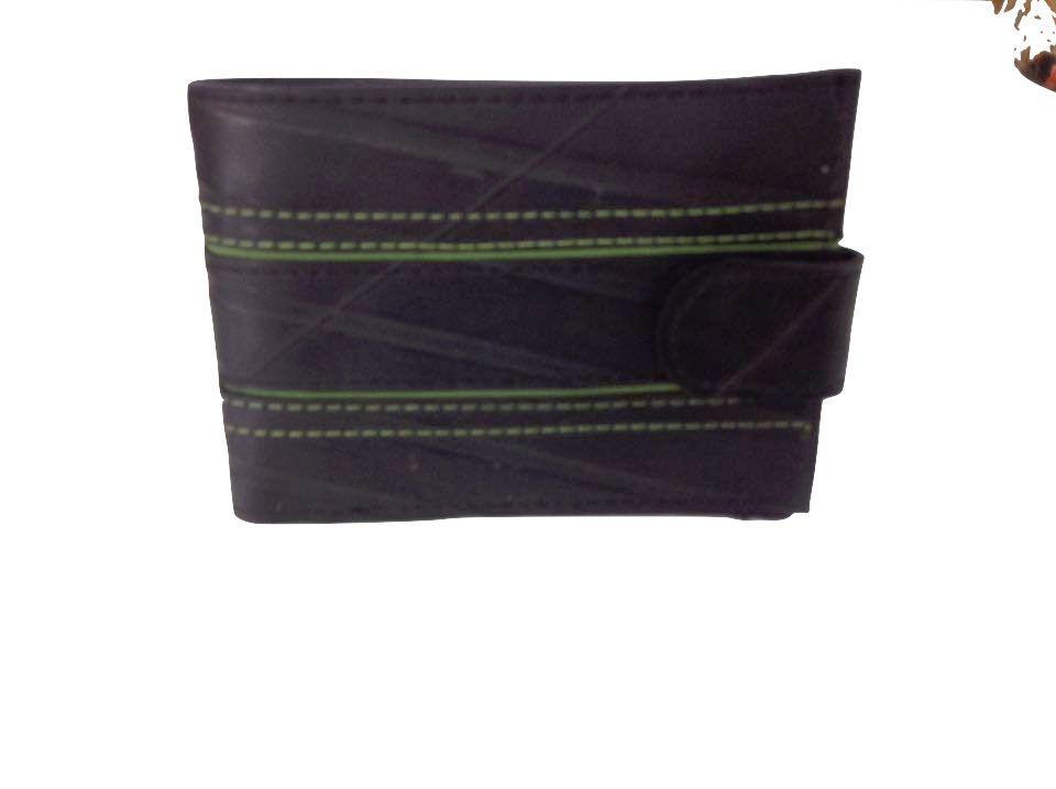 Upcycled Black and Green Wallet with Magnetic Closing made from Tyre-SmartCraft Khmer-Temples and Markets
