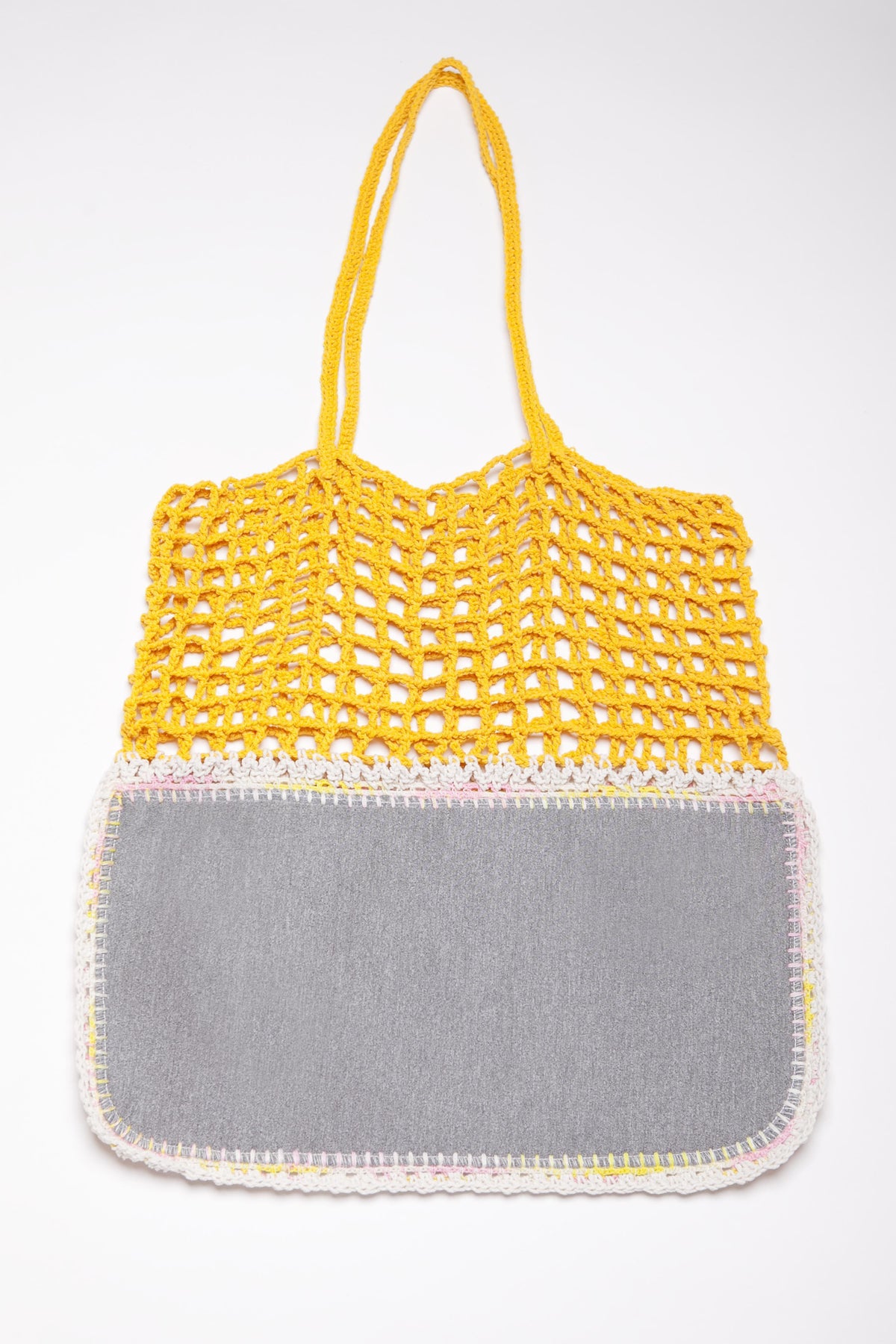 Yellow and Grey Crochet and Neoporene Bag - Handmade for Australia-Merrymetric Bags-Temples and Markets