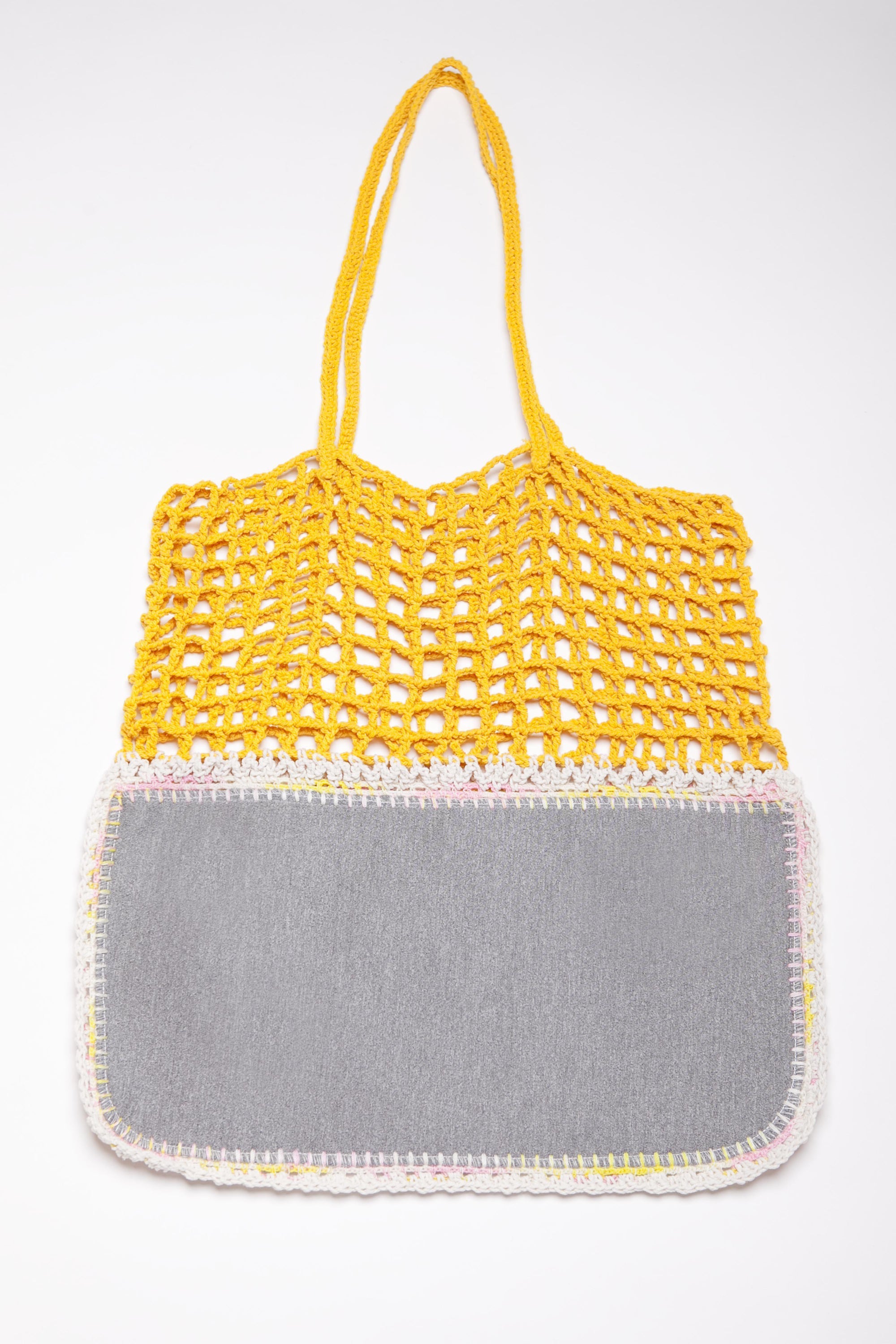 Yellow and Grey Crochet and Neoporene Bag - Handmade for Australia-Merrymetric Bags-Temples and Markets
