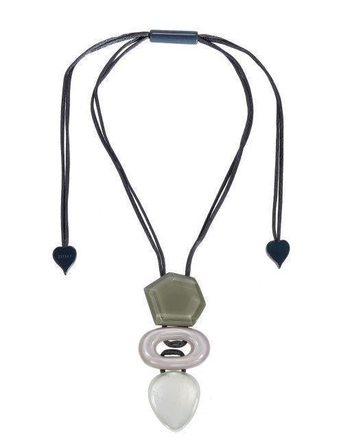 Zsiska Chorus Triple Beaded Silver and Beige Pendant-Jewellery-Zsiska-Temples and Markets