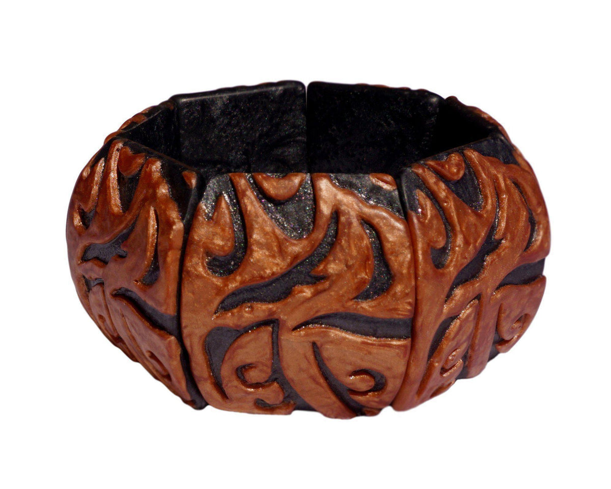 Zsiska Damasco Bangle-Jewellery-Zsiska-Orange-Medium-Temples and Markets