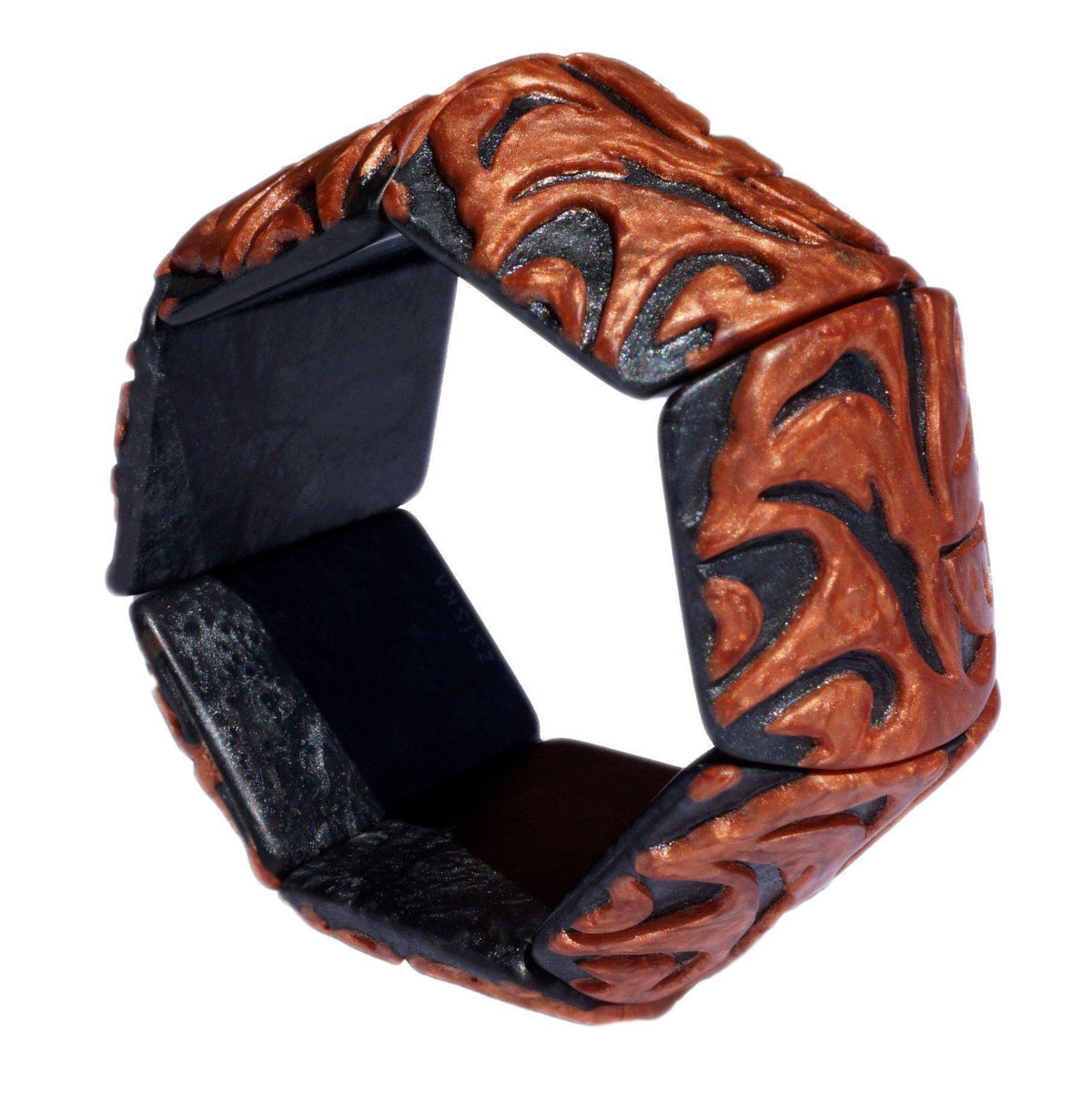 Zsiska Damasco Bangle-Jewellery-Zsiska-Orange-Medium-Temples and Markets