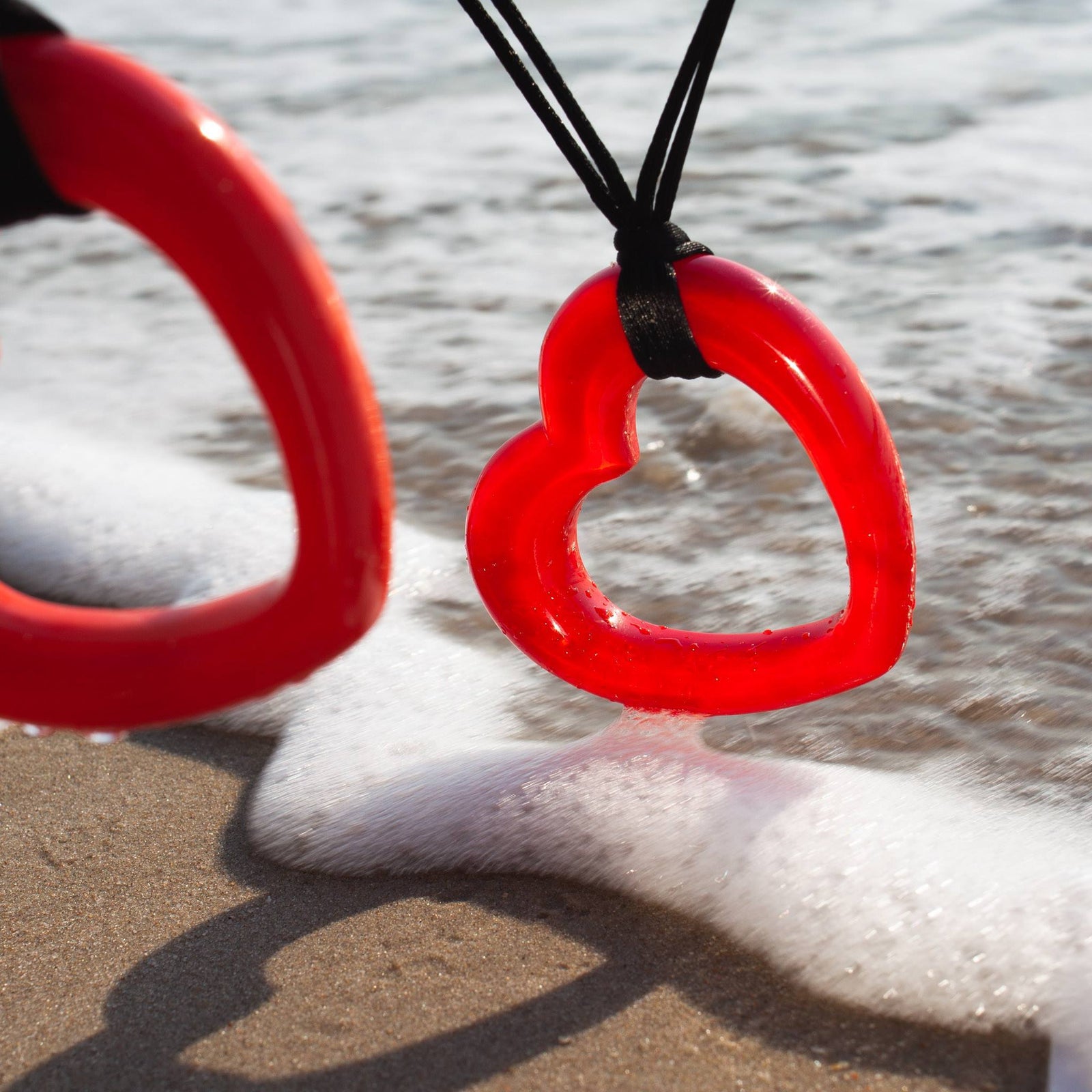 Zsiska Red Clear Heart Pendant Necklace - A Colourful Statement of Love-Jewellery-Zsiska-Temples and Markets