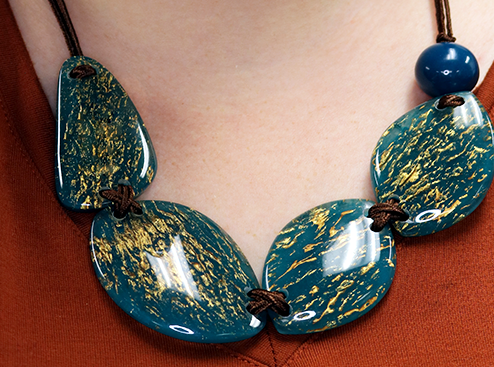 Zsiska Rhea 5 Beaded Green Resin Necklace - Choose Green or Teal